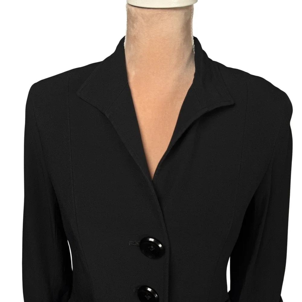 Lafayette 148 New York Blazer Women‎ 6 Black 3-Button 3/4 Sleeve Tailored Jacket